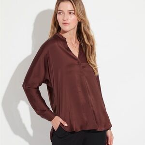R Label The Reset Satin Mandarin collar Top